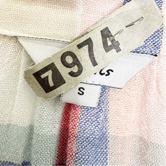 Rails Linen Blend Natalie White Melon Plaid Button Up Shirt Size S - Picture 13 of 14